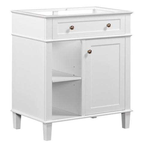 ZUN 30" Bathroom Vanity without Sink, Bathroom Cabinet Base Only, Solid Wood and MDF Boards, White WF299671AAK