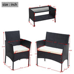 ZUN 4 PC Rattan Patio Furniture Set Outdoor Patio Cushioned Seat Wicker Sofa W20985037