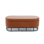 ZUN Oval Storage Bench for Living Room Bedroom End of Bed,Upholstered Storage Ottoman Entryway Bench W1439126959