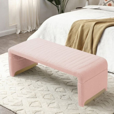 ZUN 47.2'' Width Modern Ottoman Bench, Upholstered Sherpa Fabric End of Bed Bench,Shoe Bench Footrest W1117107152