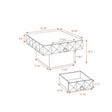 ZUN 32.28"Three-dimensional Embossed Pattern Square Retro Coffee Table with 2 Drawers and MDF Base W757126828