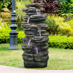 ZUN 40inches High Rocks Outdoor Cascading Waterfall with LED Lights, Soothing Tranquility for Home 92475615