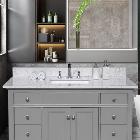 ZUN Montary 49"x 22" bathroom stone vanity top carrara jade engineered marble color with undermount W50935000