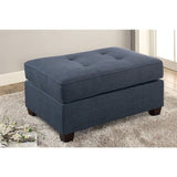 ZUN Fabric Cocktail Ottoman with Button Tufted Seat in Dark Blue B01682381