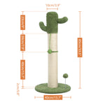 ZUN Cactus Cat Tree Cat Scratcher with Sisal Scratching Post and Interactive Dangling Ball For Indoor 22688819
