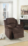 ZUN Motion Recliner Chair 1pc Rocker Recliner Couch Living Room Furniture Chocolate Padded Suede Metal B011P163887