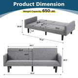ZUN Futon Sofa Bed Convertible Sectional Sleeper Couch, Loveseat Bed with Tapered Legs for Living Room, W2121135151