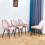 ZUN Modern Pink Velvet Dining Chairs , Fabric Accent Upholstered Chairs Side Chair with Black Legs for W21068147