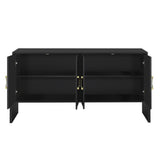 ZUN U_Style Four-Door Metal Handle Storage Cabinet, Suitable for Study, Living room, Adjustable Shelf WF317432AAB