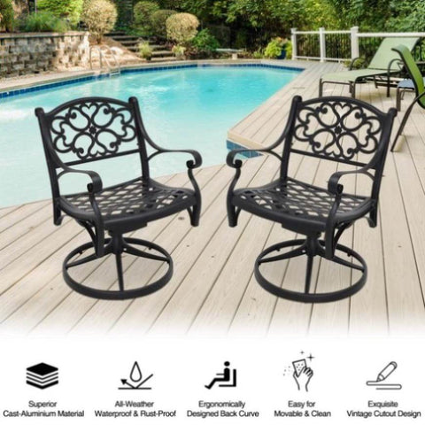 ZUN Outdoor cast aluminum patio swivel chair - Set of 1 W1314120076