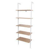 ZUN 5-Shelf Wood Ladder Bookcase with Metal Frame, Industrial 5-Tier Modern Ladder Shelf Wood 89161253