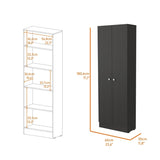 ZUN Buxton Rectangle 2-Door Storage Tall Cabinet Black Wengue B06280486