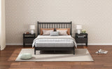 ZUN King Size Wood Platform Bed with Gourd Shaped Headboard,Antique Black WF315642AAB