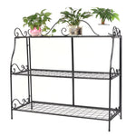 ZUN Paint With Lace Three-Tier Plant Stand Black 26856856