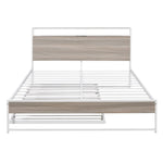 ZUN Queen Size Metal Platform Bed Frame with Trundle, USB Ports and Slat Support ,No Box Spring Needed MF299542AAK