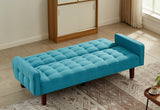 ZUN Blue, Linen Futon Sofa Bed 73.62 Inch Fabric Upholstered Convertible Sofa Bed, Minimalist Style for 29317628