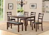 ZUN Classic Style 6pcs-Dining Set Rectangle Table 4 Side Chairs And Bench Dining Room Furniture MDF HS00F2547-ID-AHD
