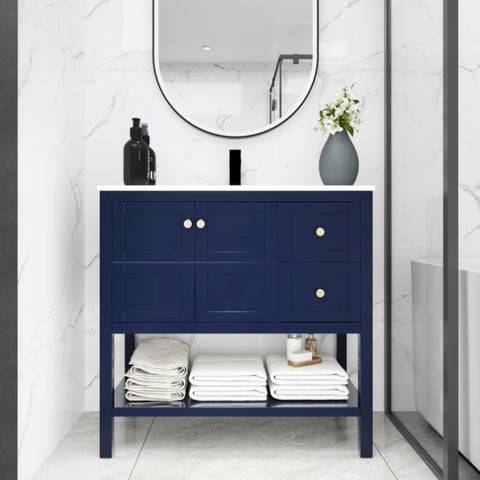 ZUN Bathroom Vanity With Soft Close Drawers and Gel Basin,36x18 W99951336