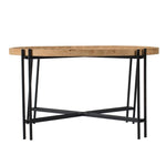 ZUN D32" x 18" Farmhouse Round Wooden Round Coffee Table with Metal Legs W2078P147520