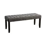 ZUN Classic Gray Color 1PC BENCH Button Tufted Linen Like Fabric Solid wood Chair Upholstered Seat B011104804
