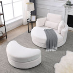 ZUN [Video] Welike Swivel Accent Barrel Modern Sofa Lounge Club Big Round Chair with Storage Ottoman W83469823