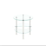 ZUN Transparent Oval glass coffee, modern with stainless steel leg, tea 3-layer glass 63173772