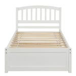 ZUN Twin size Platform Bed Wood Bed Frame with Trundle, White WF194302AAK