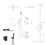 ZUN Dual Shower Head - 12 Inch Wall Mounted Square Shower System with Rough-in Valve, Oil Rubber Bronze W124381737