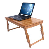 ZUN 53cm Trendy Adjustable Bamboo Computer Desk Wood Color 51151965
