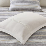 ZUN Oversized Chenille Jacquard Striped Comforter Set with Euro Shams and Throw Pillows B035128973