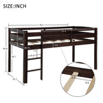 ZUN Twin Wood Loft Bed Low Loft Beds with Ladder,Twin,Espresso WF286816AAP