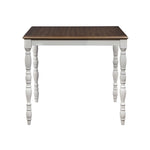 ZUN ACME Bettina 5PC COUNTER HEIGHT TABLE SET Beige Fabric, Antique White & Weathered Oak Finish DN01439