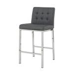 ZUN Modern Design High Counter Stool Electroplated leg Kitchen Restaurant grey pu Bar Chair W210123599