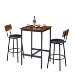 ZUN Bar Table Set with 2 Bar stools PU Soft seat with backrest, Rustic Brown, 23.62'' W x 23.62'' D x W1162104643