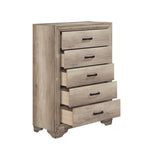 ZUN 1pc Natural Finish Bedroom Chest of 5 Drawers w Black Hardware Bedroom Furniture Contemporary Design B011P146006