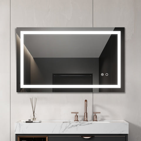 ZUN 40"*24" LED Lighted Bathroom Wall Mounted Mirror with High Lumen Anti-Fog Separately Control Dimmer 20490281