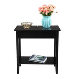 ZUN American Heritage Flip Top End Table Narrow Side Table with Storage Shelf - black W2181P154919