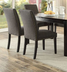 ZUN Dining Room Chairs Ash Black Polyfiber Nail heads Parson Style Set of 2 Side Chairs Dining Room B01153265