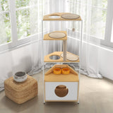 ZUN Corner Cat Tower, Cat Tree with Scratching Post, Cat Condo with Feeding Station and Climbing W1687106555