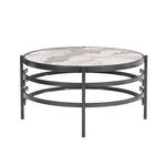 ZUN 32.48'' Round Coffee Table With Sintered Stone Top&Sturdy Metal Frame, Modern Coffee Table for W1071P144307