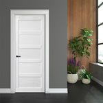 ZUN CRAZY ELF 36" x 80" Five Grid Real Primed Door Slab, DIY Panel Door, Modern Interior Barn Door, W936104294