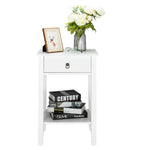 ZUN Two-layer Bedside Cabinet Coffee Table with Drawer White 27580727