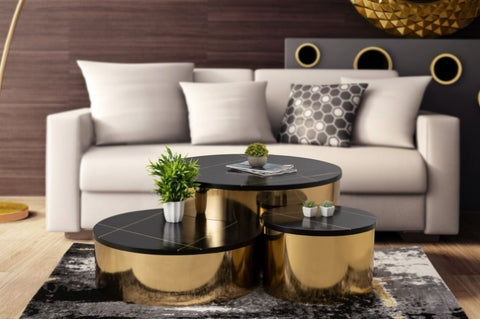 ZUN Modern Style 3PC CT805-3 Coffee Table Set in Gold B009127704