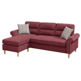 ZUN Velvet Reversible Sectional Sofa in Paprika Red B01682327