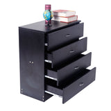 ZUN [FCH] Storage Bedside Table, 4 Drawers Chest, Black 78784751