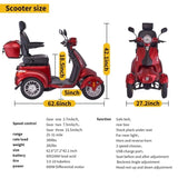 ZUN Fastest Mobility Scooter With Four Wheels For Adults & Seniors, Red W1171122063