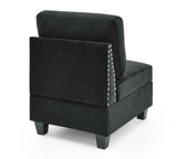 ZUN Single Chair for Modular Sectional,Black Velvet W48734862