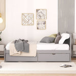 ZUN Modern Design Twin Size Platform Bed Frame with 2 Drawers for Grey Color W697121844