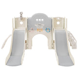 ZUN Kids Slide Playset Structure 7 in 1, Freestanding Spaceship Set with Slide, Arch Tunnel, Ring Toss PP322884AAE