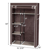 ZUN 64" Portable Closet Storage Organizer Wardrobe Clothes Rack with Shelves Dark Brown 40344709